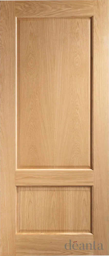 three panel oak internal door with natural wood grain and minimalist design