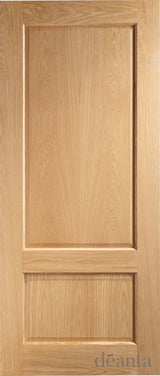 three panel oak internal door with natural wood grain and minimalist design