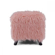 Heavy Shag Faux Sheepskin Cube Stool- Pink