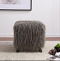 Heavy Shag Faux Sheepskin Cube Stool- Grey