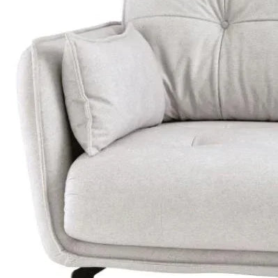 Light grey fabric sofa corner with cushion and metal leg