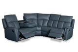 Bergamo Leather Recliner Corner Sofa-Blue Grey