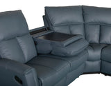 Bergamo Leather Recliner Corner Sofa-Blue Grey