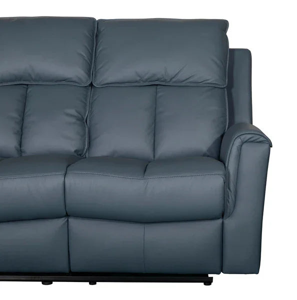 Bergamo Leather Recliner Corner Sofa-Blue Grey