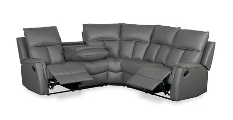 Bergamo Leather Recliner Corner Sofa-Dark Grey