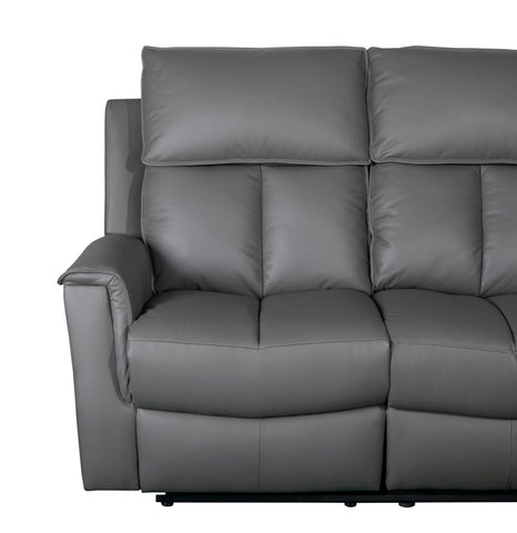 Bergamo Leather Recliner Corner Sofa-Dark Grey