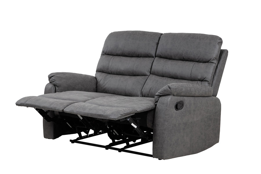 Taylor 2 Seater Recliner-Leather Air-Antique Grey Rub Off