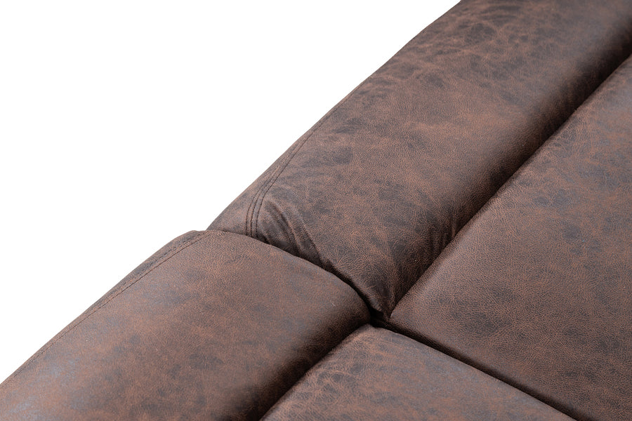 Taylor 3 Seater Recliner-Leather Air-Antique Brown Rub Off