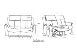 Bergamo Leather 2 Seater Recliner Sofa-Dark Grey