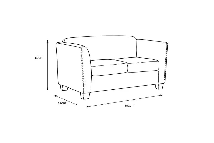Two-seater sofa dimensions diagram with 152cm width, 84cm depth and 80cm height