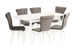 Fara Extending Dining Table White + 6 Chairs Charcoal *special*