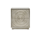 Frenso 2 Drawer Side Table-Silver