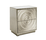Frenso 2 Drawer Side Table-Silver