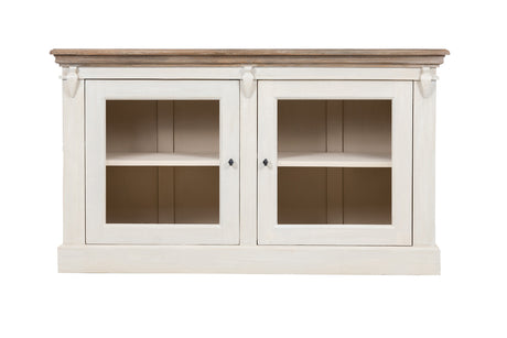 Cornwall 2 Door Chest - Antique White/ Oak Wash Top
