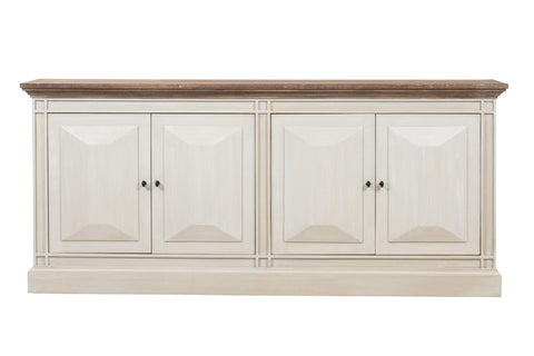 Devon 4 Door Sideboard - Rustic White /Oak Wash Top *special