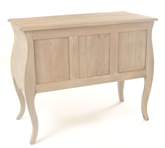 Curved leg chest with two drawers in light wood finish