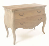 Wooden bombe chest with two drawers and curved legs
