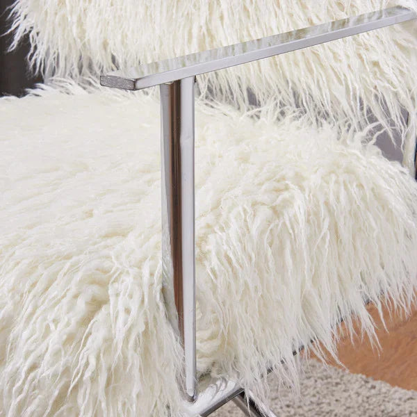 Faux Sheepskin Directors Chair-White *special* (Minimum Order: 2)