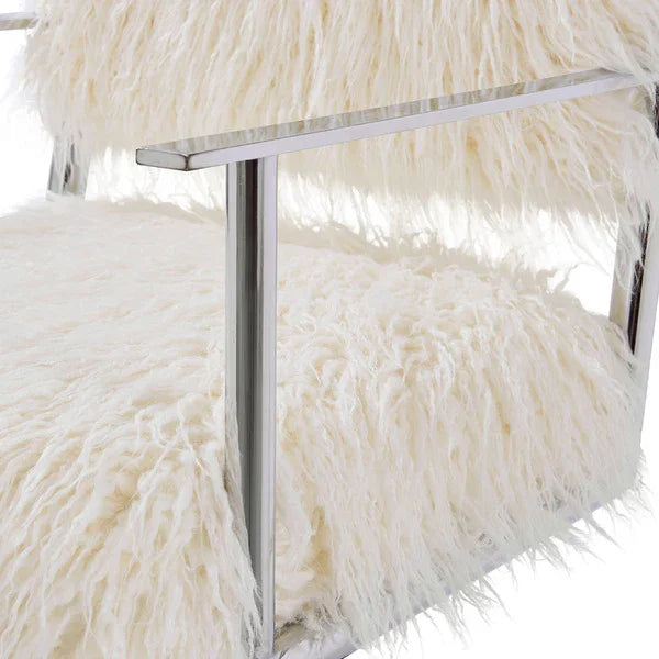 Faux Sheepskin Directors Chair-White *special* (Minimum Order: 2)