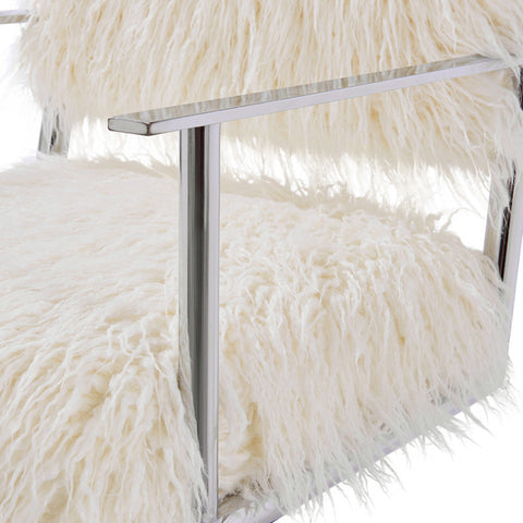 Faux Sheepskin Directors Chair-White *special* (Minimum Order: 2)