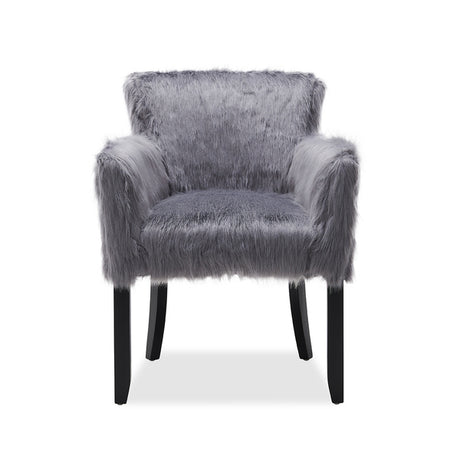 Heavy Shag Faux Sheepskin Tub Chair-Grey