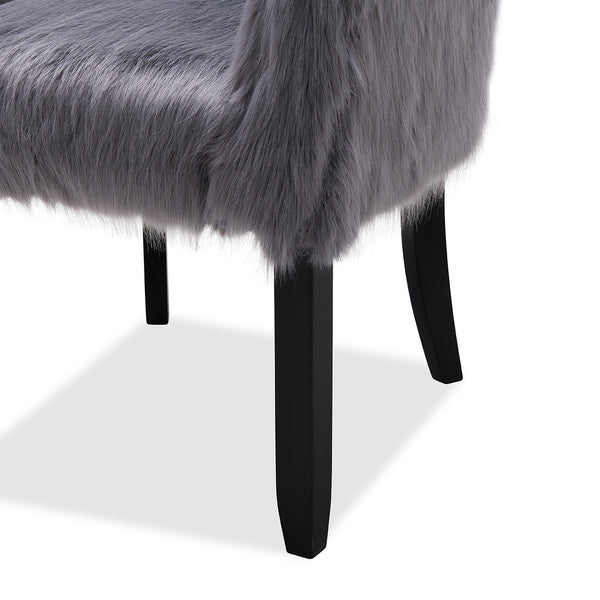 Heavy Shag Faux Sheepskin Tub Chair-Grey