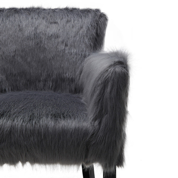 Heavy Shag Faux Sheepskin Tub Chair-Grey