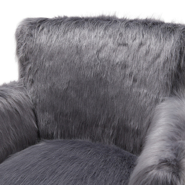 Heavy Shag Faux Sheepskin Tub Chair-Grey