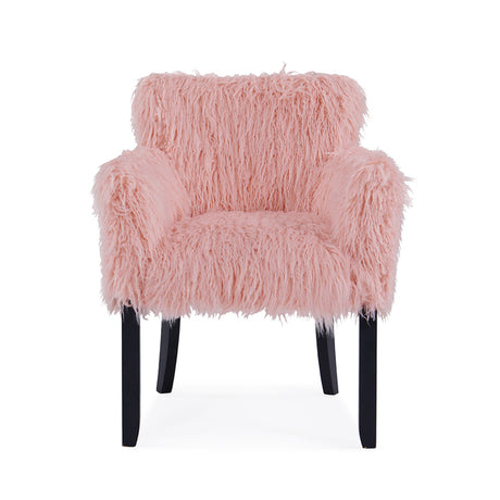 Heavy Shag Faux Sheepskin Tub Chair-Pink