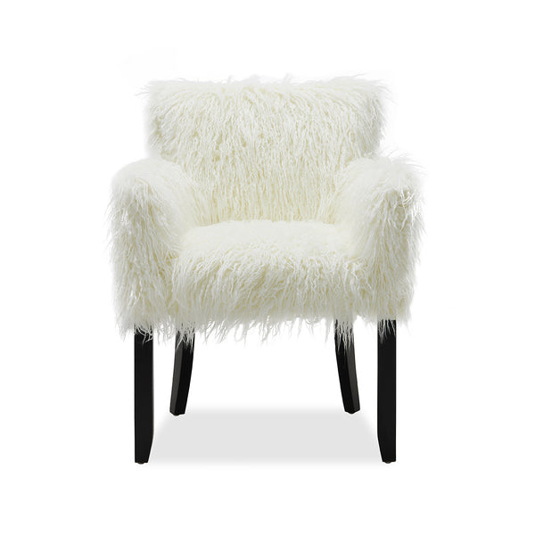 Heavy Shag Faux Sheepskin Tub Chair-White