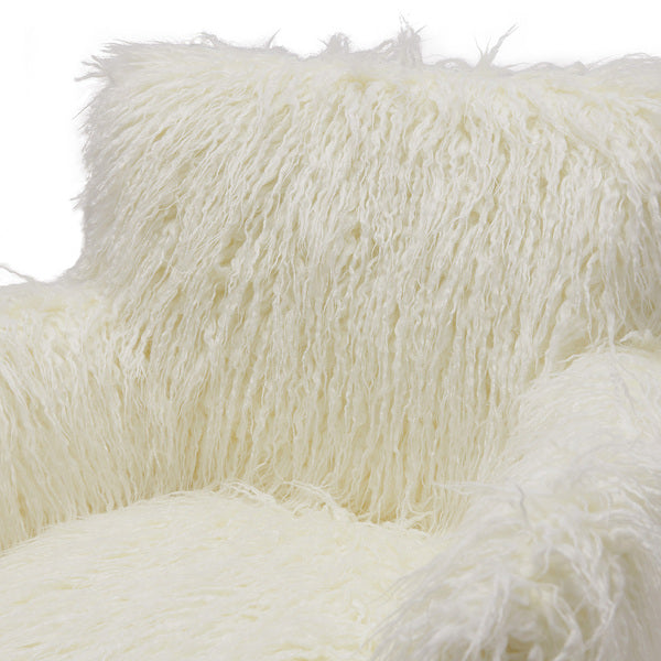 Heavy Shag Faux Sheepskin Tub Chair-White