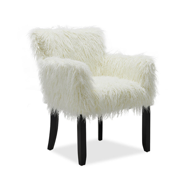 Heavy Shag Faux Sheepskin Tub Chair-White