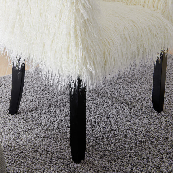 Heavy Shag Faux Sheepskin Tub Chair-White