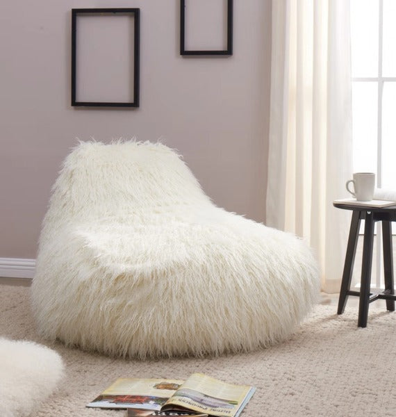 Faux Sheepskin Bean Bag-White *special* (Minimum Order: 2)