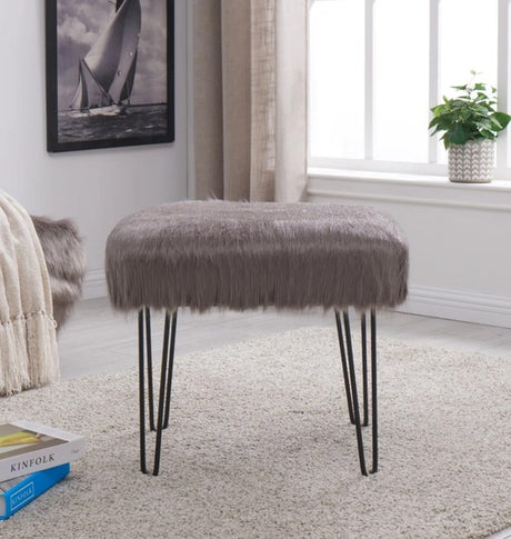 Faux Sheepskin Dressing Table Stool-Grey