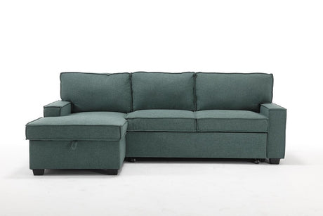 Havar Corner Sofa with Pull Out Sofa Bed & Storage - Teal (Left)