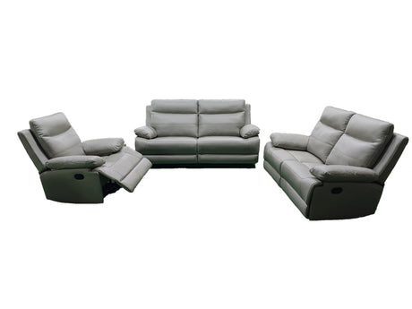 Phoenix 2 Seater Recliner Leather Aire-Light Grey