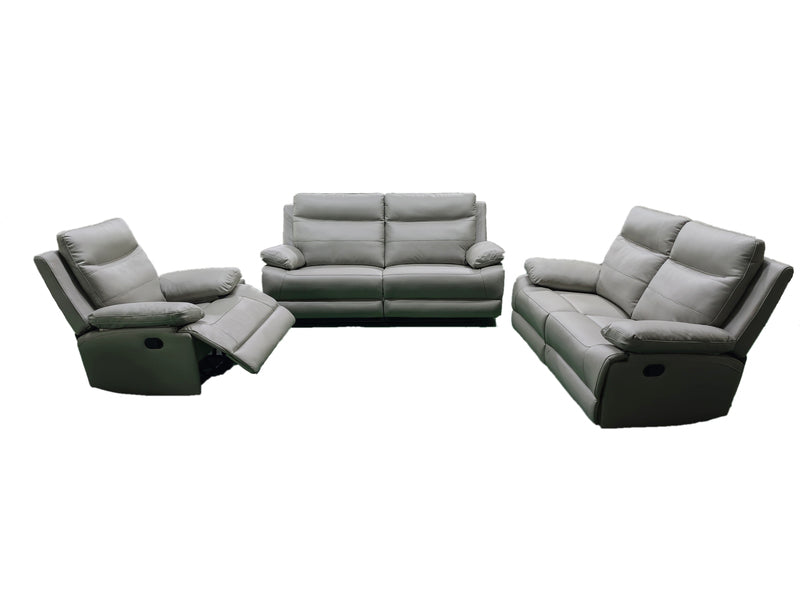 Phoenix Recliner Amrchair Leather Aire-Light Grey