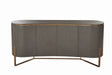 Modern wood sideboard with curved edges and metal frame in dark brown finish