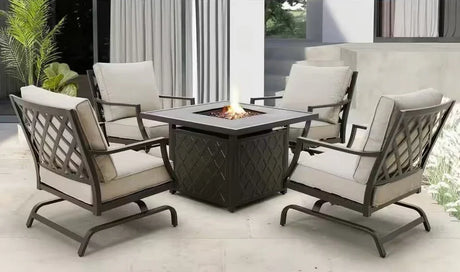 Stamford Outdoor Fire Pit & 4 Chairs Set