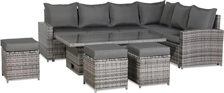 Henley 6pcs Corner Outdoor Dining Set-Grey