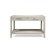Light wood console table with two drawers and lower shelf, front view