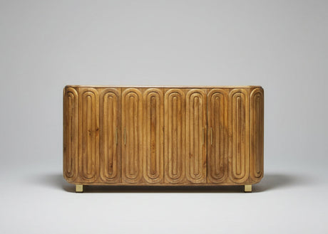 Wooden sideboard with capsule design doors and brass handles | Home Centre Direct UK