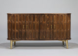 Wooden four-door sideboard with oval carved details and rounded edges | Home Centre Direct UK