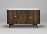 Wooden four door sideboard with chiseled textured patterns and white top | Home Centre Direct UK