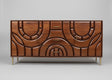 Wooden sideboard with two doors and three drawers carved in circular patterns | Home Centre Direct UK