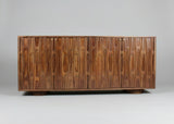 Wooden sideboard with four doors carved with retro patterns and round handles | Home Centre Direct UK