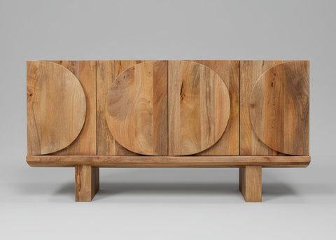 Wooden sideboard with four doors featuring oval carved details | Home Centre Direct UK