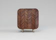 Dark wood cabinet with layered chevron pattern and brass legs | Home Centre Direct UK