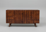 Wooden sideboard with four doors and carved vertical panel design | Home Centre Direct UK